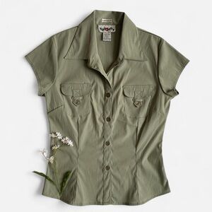Vintage sage green button down blouse